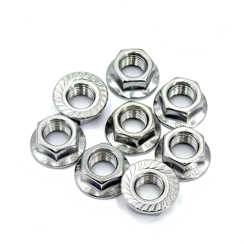 heyday M12x1.25 Serrated Flange Hex Lock Nuts 8 Pcs 304 Stainless Steel 18-8, Full Thread, Hex Drive, Bright Finish - Image 5